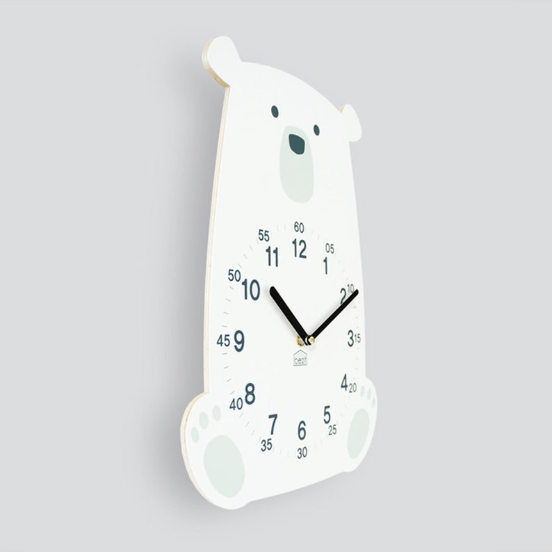 Kids Wall Clock Silent Nursery Wall Clock Baby Room Wooden Etsy