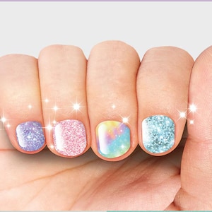 Glitter Toe Nail Stickers full Nail Wraps solid Color - Temu