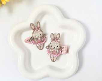 Paquete de 2 pinzas para el pelo de conejito bailarina, bonitos accesorios para el pelo de niña, pinzas para el pelo de niña pequeña, lazos de conejito para Pascua, pasador para el pelo de niña pequeña