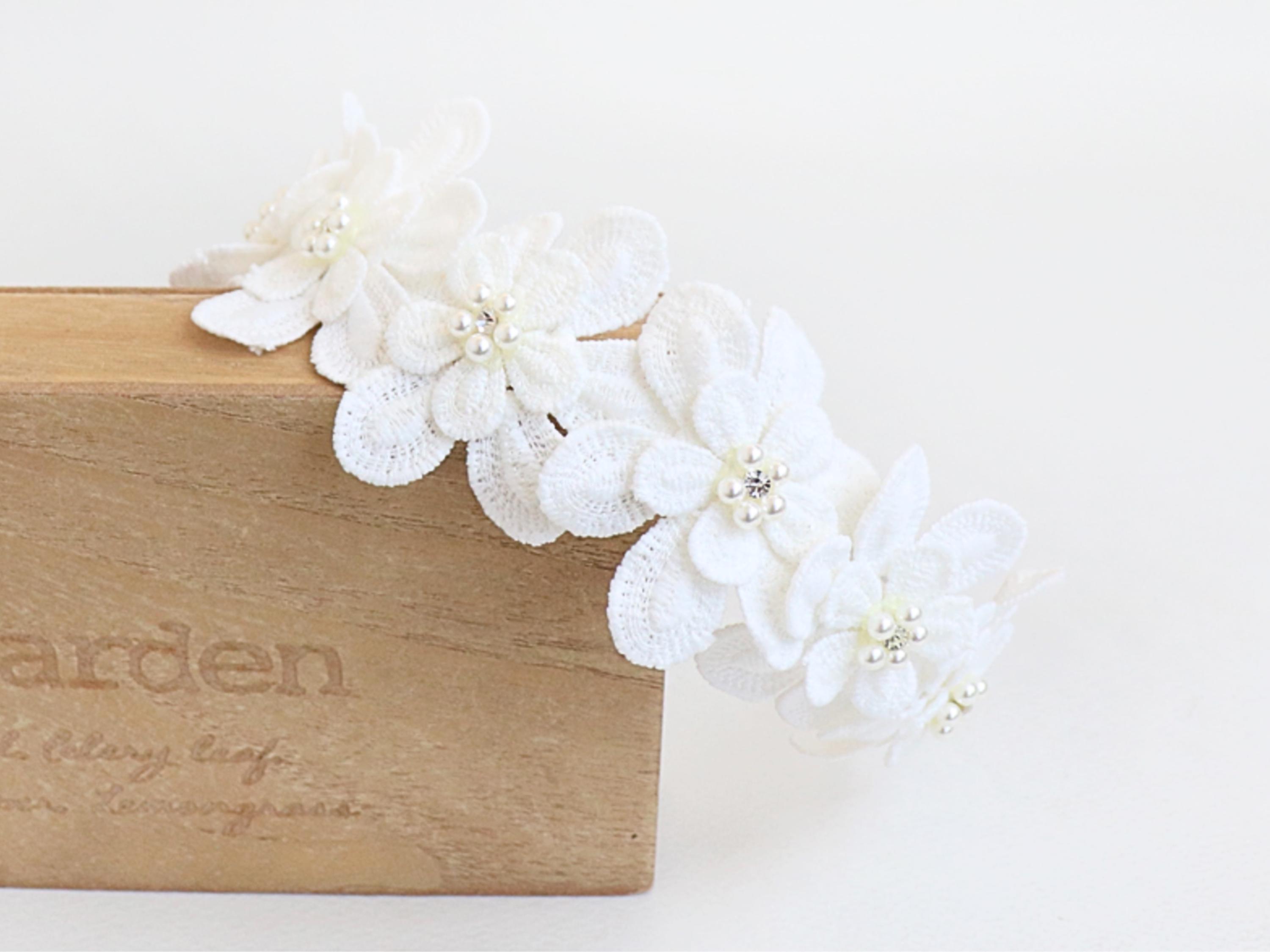 White Embroidered Flower Headband for Girls With Pearl and Gem, Flower ...