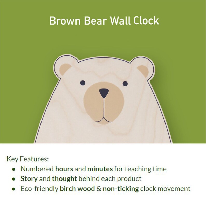 Kids Wall Clock Silent Nursery Wall Clock baby Room Wooden Etsy