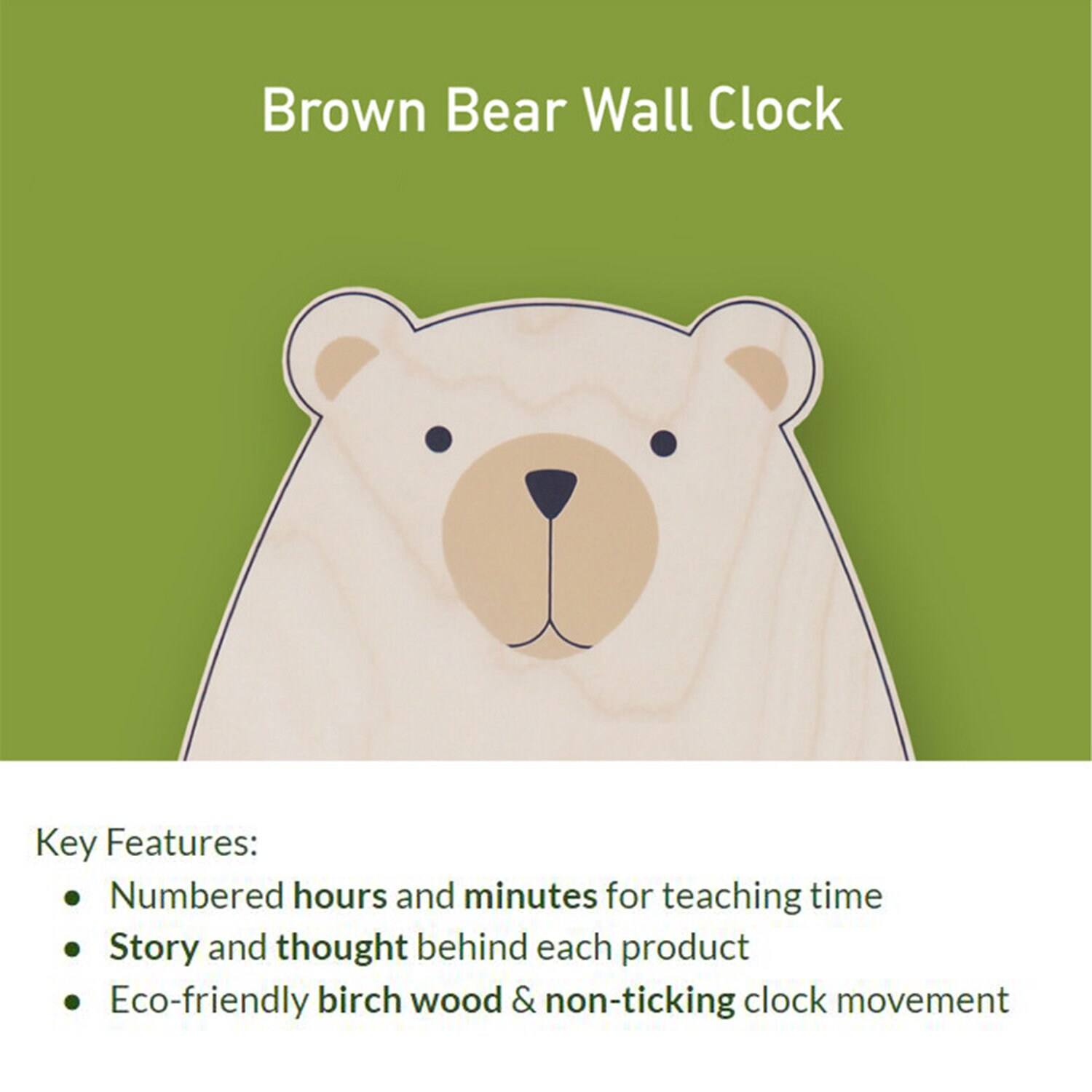 Kids Wall Clock Silent Nursery Wall Clock baby Room Wooden - Etsy