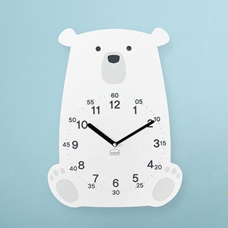 Kids Wall Clock Silent Nursery Wall Clock Baby Room Wooden Etsy