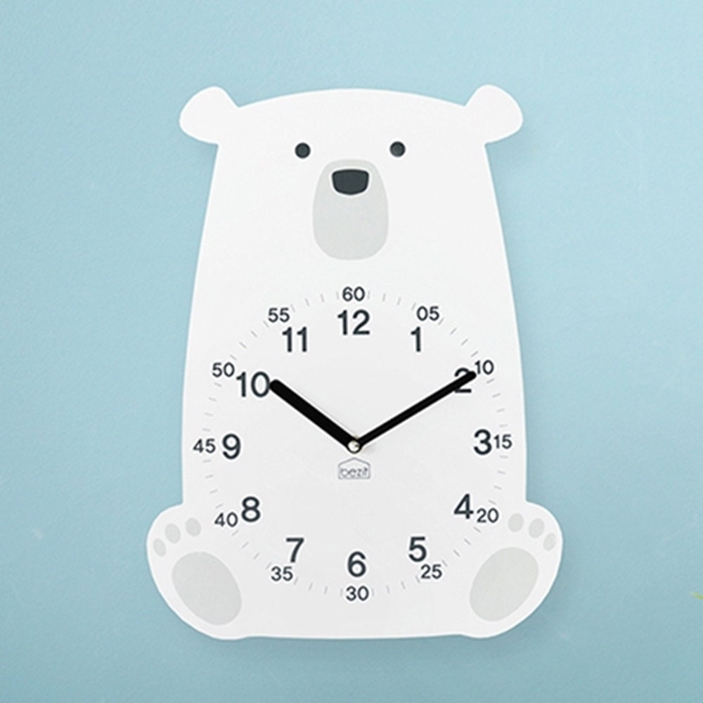 Kids Wall Clock Silent Nursery Wall Clock Baby Room Wooden Etsy