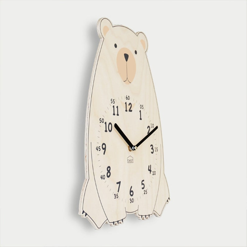 Kids Wall Clock Silent Nursery Wall Clock baby Room Wooden Etsy