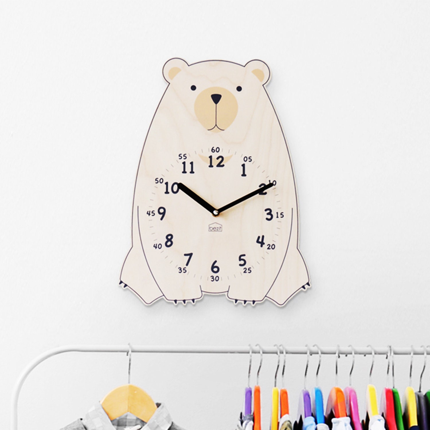 Kids Wall Clock Silent Nursery Wall Clock baby Room Wooden - Etsy