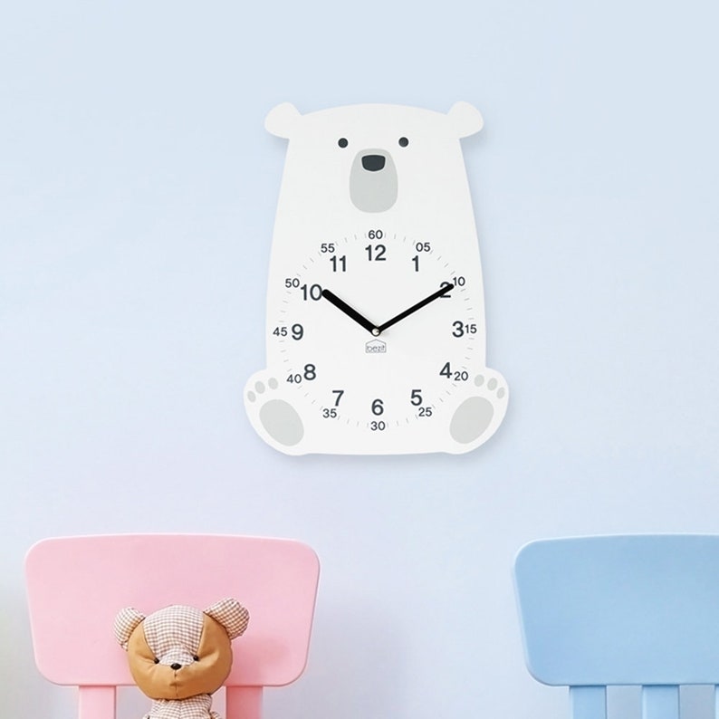 Kids Wall Clock Silent Nursery Wall Clock Baby Room Wooden Etsy
