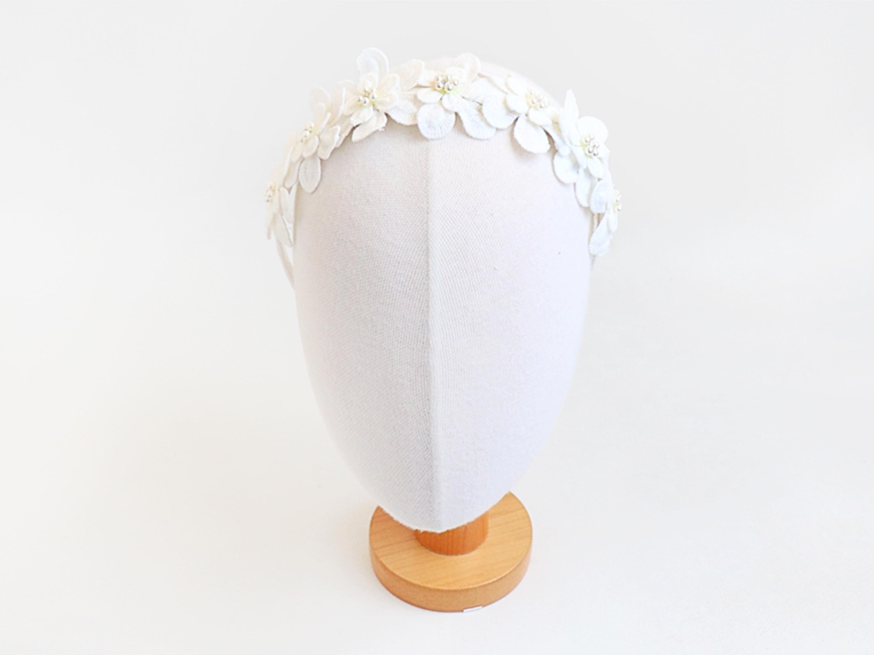 White Embroidered Flower Headband for Girls With Pearl and Gem, Flower ...