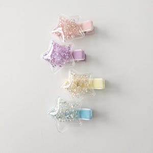 Juego de pinzas para el cabello con forma de estrella para bebé, pequeñas pinzas de terciopelo para niñas pequeñas, pasadores para el cabello antideslizantes y brillantes para niñas pequeñas, mini pinzas de cinta con forro de terciopelo