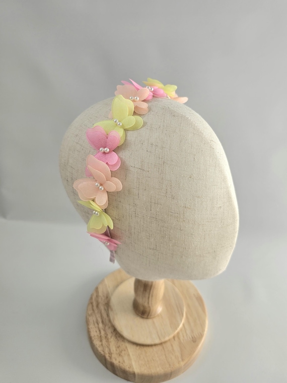 Butterfly headbands yellow and pink one size Butterfly headbands yellow and pink one size  main image 2