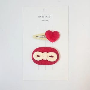 Red Heart Hair Clip Set of 2 Cute Bow Snap Clip Soft Lined Hair Clip for Toddler Girl Baby