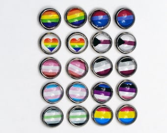 Pride Flag Earring Studs ~ Handmade Stainless Steel LGBT Glass 8mm Earrings
