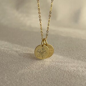 Personalized Sterling Silver Birth Flower Necklace, Mother Daughter Charm