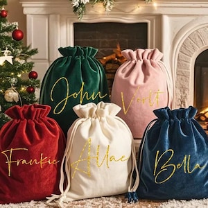 Christmas Santa Sack, Personalised Velvet Santa Sack, Christmas Gift Bag for Kids Adults Pet, Christmas Gift Bag, Christmas Sack,  Xmas Gift