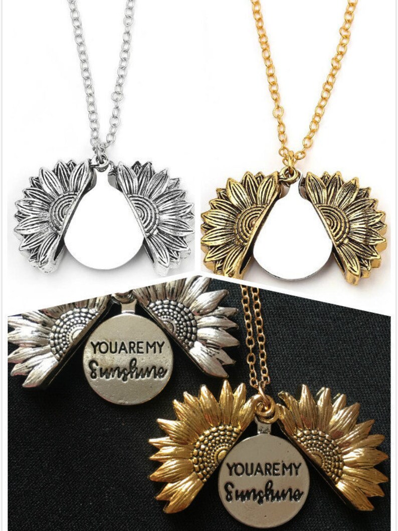 Custom Sunflower Necklace You Are My Sunshine Custom Name Etsy