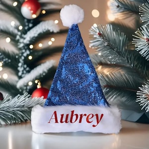 Personalized Santa Hats, Glitter Santa Hat, Hat for Christmas, Family Santa Caps, Santa Hat for Her, Santa Hat for Him, Xmas Decoration Gift