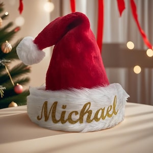 Personalized Santa Hats, Custom Plush Velvet Santa Hat, Hats for Christmas, Santa Hat for Women, Family Santa Hats, Xmas Decoration Gift