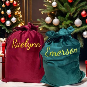 Christmas Santa Sack, Personalised Velvet Santa Sack, Custom Large Santa Sack, Christmas Gift Bag, Xmas Gift Bags, Party Supplies Favors