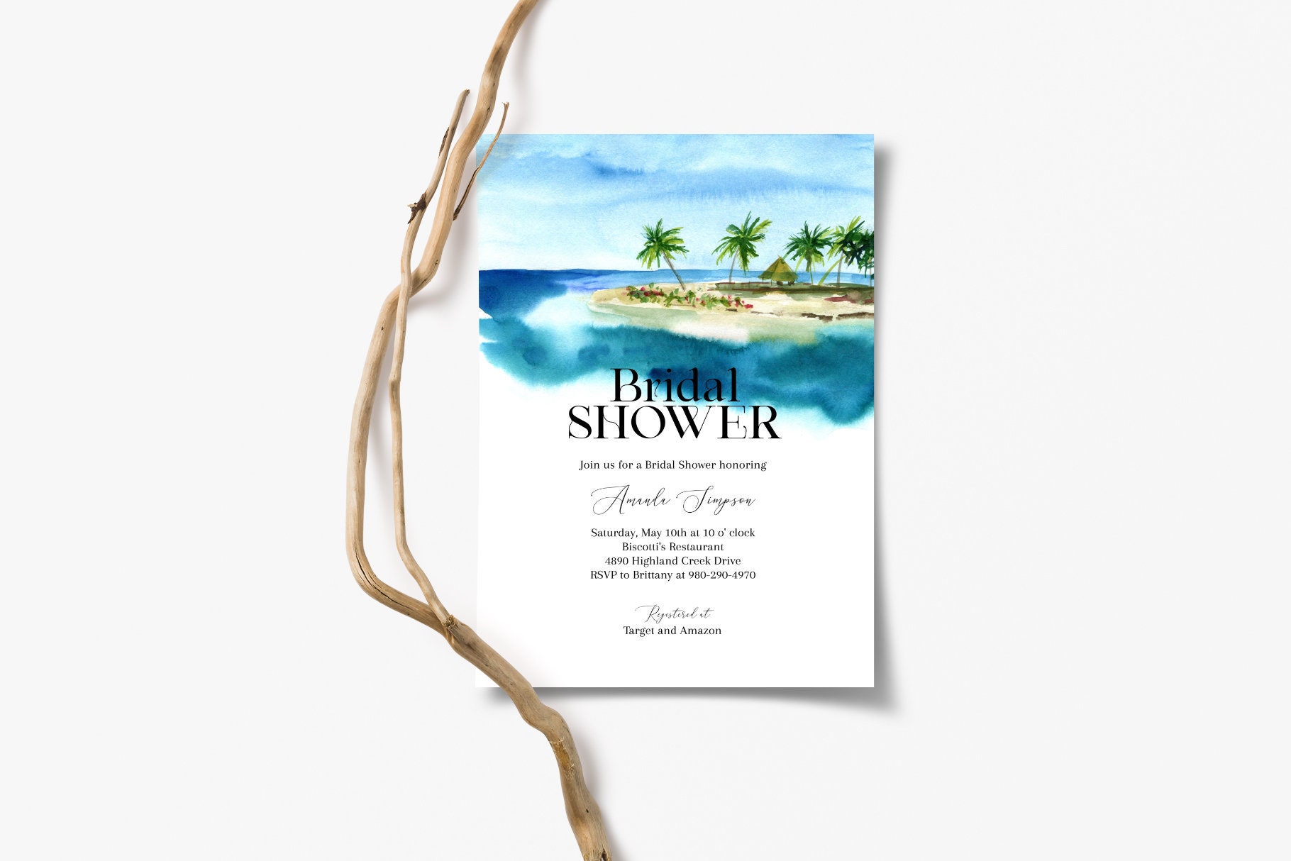 Wedding shower invitation beach theme Beach bridal shower Etsy