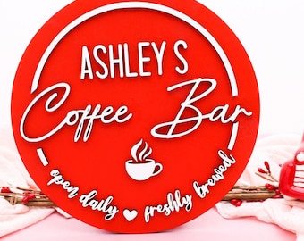 Personalized Coffee Bar Sign: Farmhouse Kitchen Decor