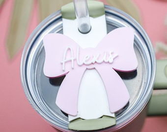 Bow Stanley Topper,Personalized Stanley Cup,Tumbler Name Tag,V-Day Topper,Cp Accessories,Stanley Topper,Gifts for Her,Basket Stuffer