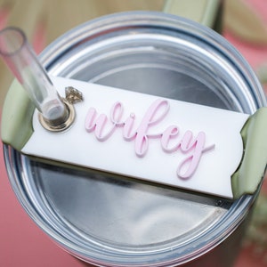 Wifey Topper,Name Plate,Stanley Topper,Wifey Gift,Soon to Be Bride Gift,Wife Gift,Name Topper,Engagement Gift,Personalized Gift,Bridal Gift