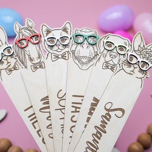 Personalized Wooden Bookmark: Laser Engraved Animal Design, Easter Gift