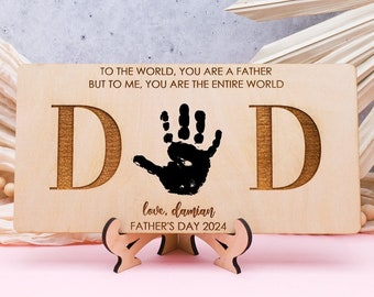 Regalo del Día del Padre, signo de huella de mano de bricolaje, regalo de niños, regalo para el esposo, regalo de papá por primera vez, regalo para el abuelo, regalo para él, regalo personalizado de papá
