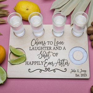 Gift for Bride,Personalized Wedding Gift,Unique Wedding Gift,Tequila Flight Board,Couple Shot Board,Engagement Gift,Bridal Shower Gift