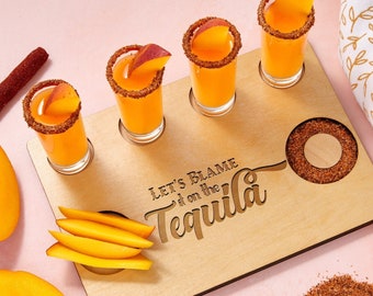 Lets Blame It On The Tequila,Tequila Board,Gift for Him,Birthday Gift,Funny Gift,Drinking Gift,Tequila Lover Gift,Tequila Flight Board