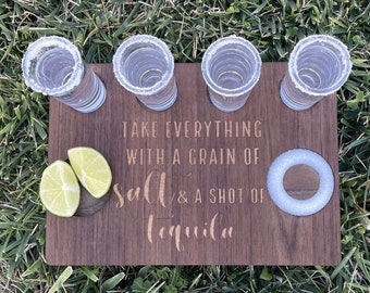 Take Everything Tequila Board,Walnut Board,Tequila Gifts,Tequila Flight Board,Housewarming Gift,Personalized Gift,Realtor Gift,Wedding Gift