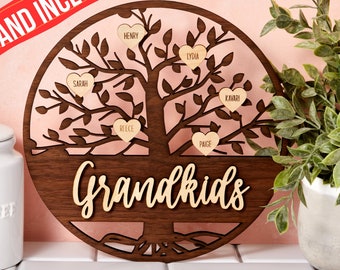 Mothers Day Gift,Family Tree Sign,Personalized Gift,Personalized Gift for Grandma,Nana,Mom Gift Idea,Grandparent Sign,Grandma Sign