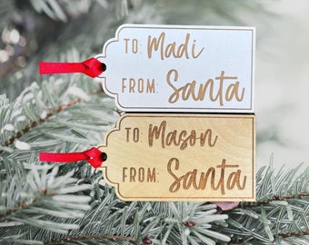 From Santa Tag,Wooden Gift Tag,Christmas Ornament,Personalized Decor,Gift Embellishment,Custom Gift Tag,Personalized Tags,North Pole Tags