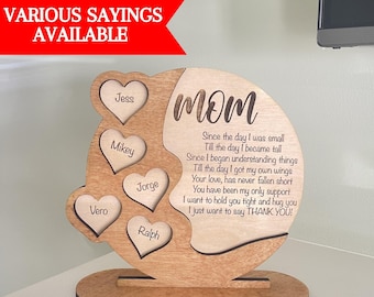 Personalized Mother's Day Plaque: Engraved Birch Wood Family Keepsake