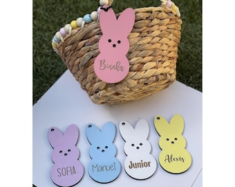 Personalized Easter Basket Tag: Laser Engraved Birch Wood Peep