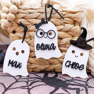 Personalized Acrylic Ghost Tag: Halloween Boo Basket Decor