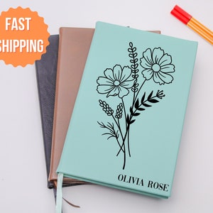 Personalized Notebook,Floral Gift,Birth Flower Gift,Gift for Her,Birthday Gift,Gift for Mom,Bridesmaid Proposal,Flower Journal,Notebook