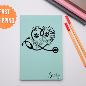 Personalized Leather Vet Notebook: Veterinary Gift, Custom Journal (8x5 inches)