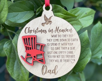 Memorial Ornament,Christmas in Heaven,Bereavement Gift,Christmas Ornament,Personalized Decor,Custom Ornament,Memorial Gift,Family Ornament