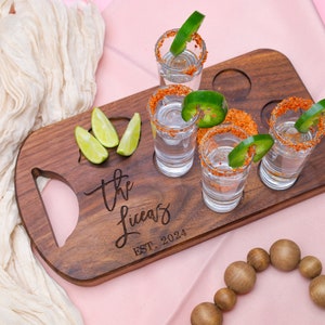 Personalized Tequila Board,Flight Board,Wedding Gift,Thank you gift,Party Shot Board,Gifts for Couple,Engagement Gifts,Mr and Mrs Gift
