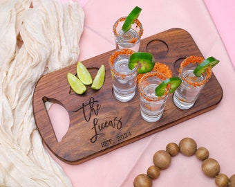 Personalized Tequila Board,Flight Board,Wedding Gift,Thank you gift,Party Shot Board,Gifts for Couple,Engagement Gifts,Mr and Mrs Gift