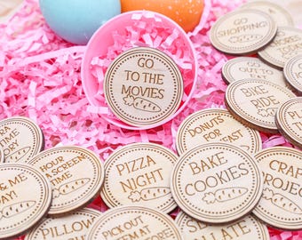Laser Engraved Wood Easter Reward Tokens: Egg Hunt Prizes, Set of 25