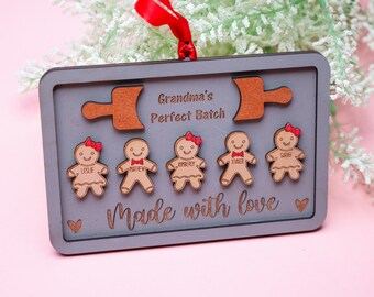 Personalized Gingerbread Christmas Ornament Cut File, Grandma 's