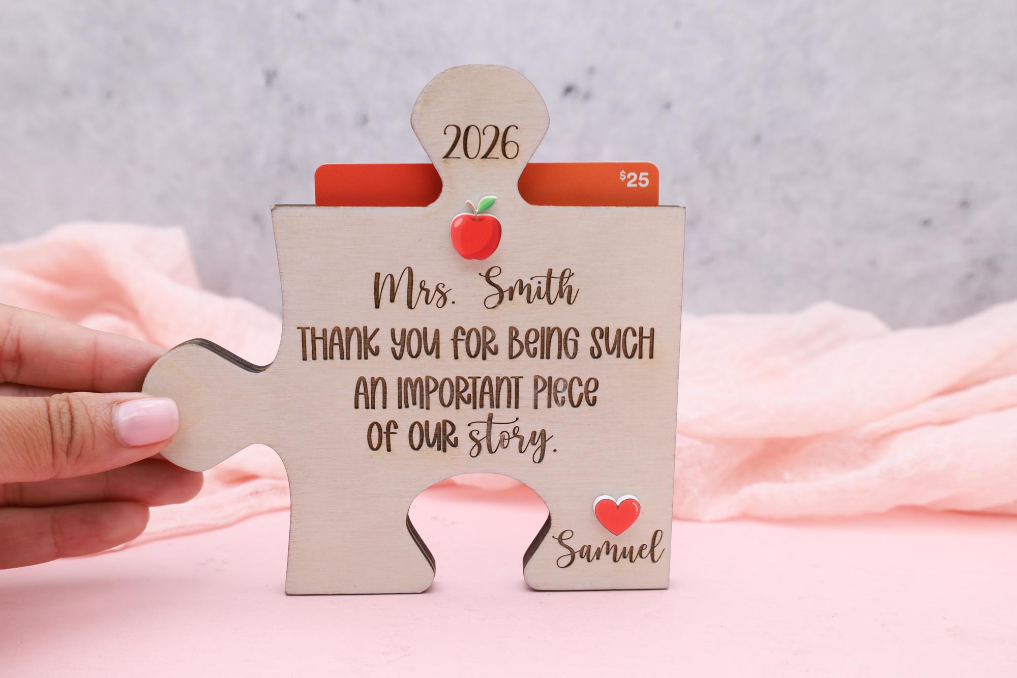 Puzzle Piece Teacher Gift Card Holder,teacher Appreciation Gift ...