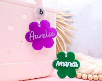 Floral Acrylic Name Tag: Personalized Bogg Bag Charm