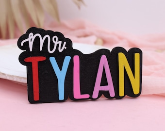 Personalized Teacher Name Magnet: Rainbow Classroom Decor, School Staff Gift