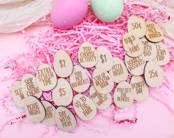 Wooden Easter Egg Tokens: Kids Reward Coins, Easter Basket Stuffer