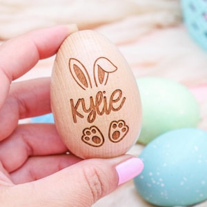 Personalized Wooden Easter Egg Shaker: Bunny Design, Keepsake Gift