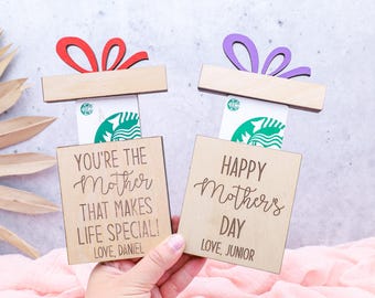 Engraved Wooden Gift Card Holder - Mother's Day Present