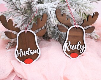 Personalized Reindeer Ornament,Rudolph Wooden Ornament,Unique Christmas Ornaments,Custom Kids Ornaments,Name Ornament,Personalized Ornament